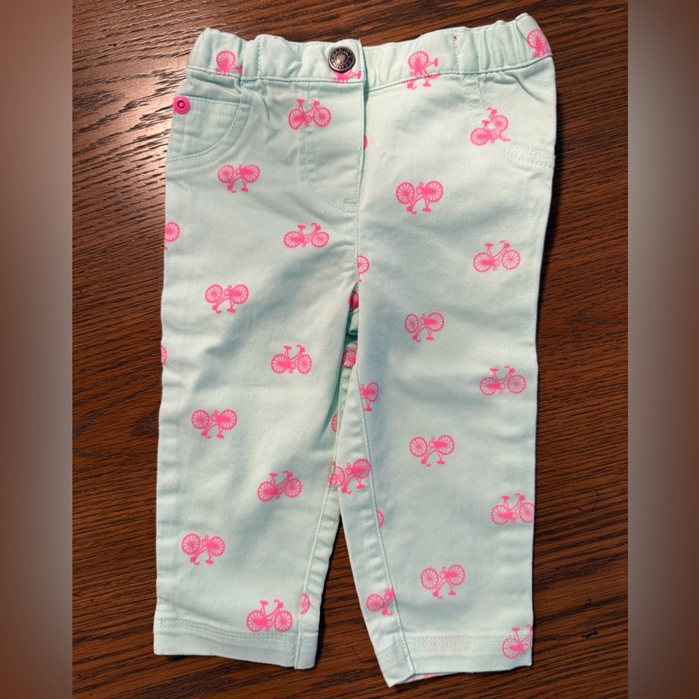 Carter's Green and Pink Bottoms with Bicycle Print